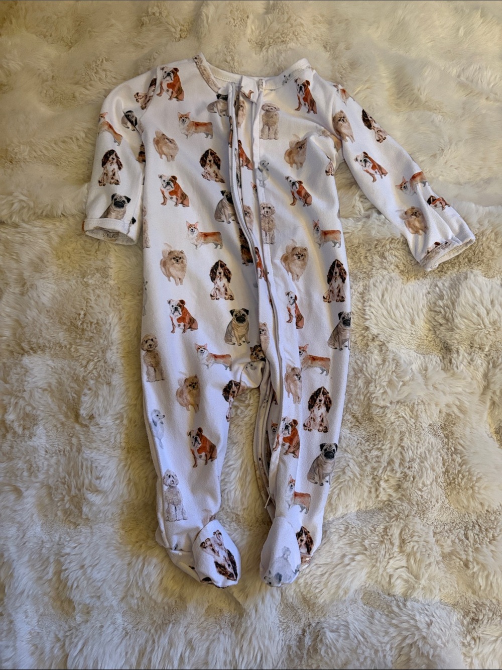 Caden Lane Baby Footed One-Piece with Dog Print